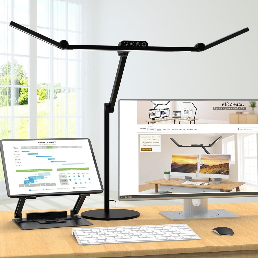 Micomlan 24W LED Architect Desk Lamp Adjustable Swing Arm Home Office Black